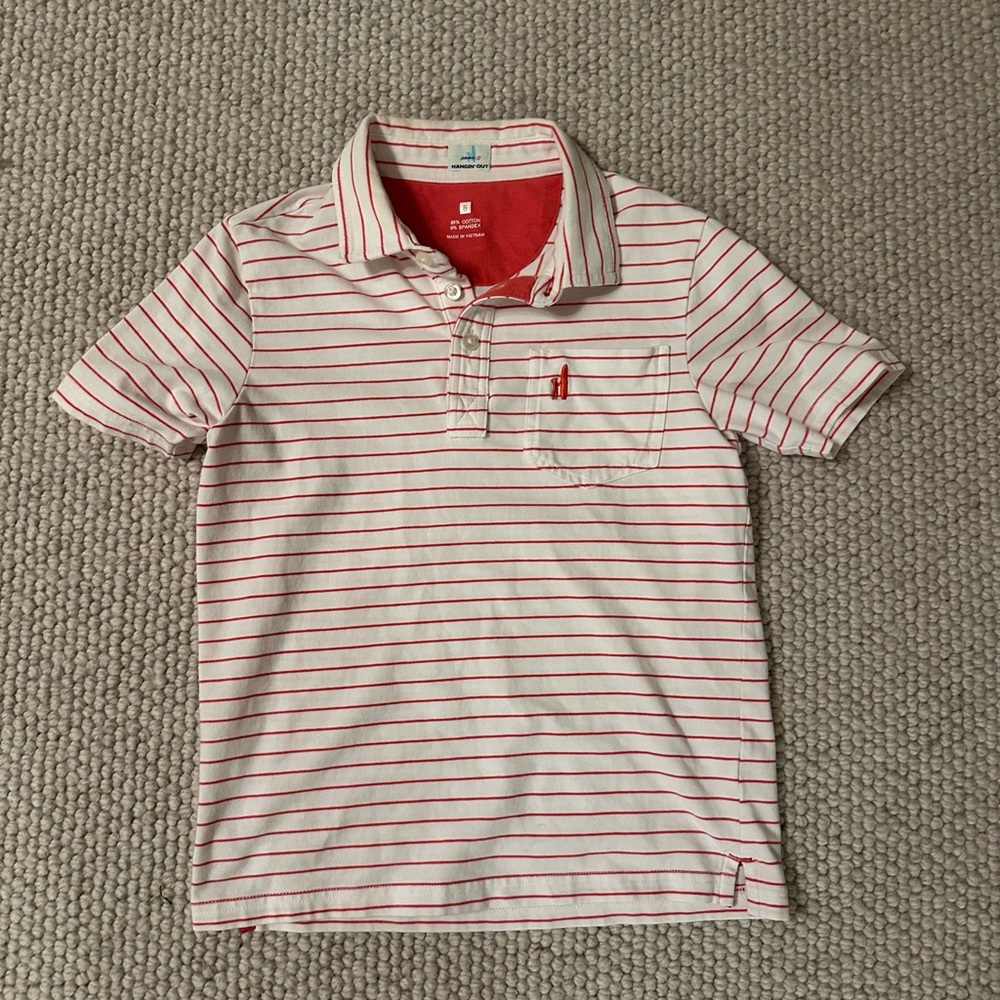 johnnie-O Kids Polo in Red and White Stripes